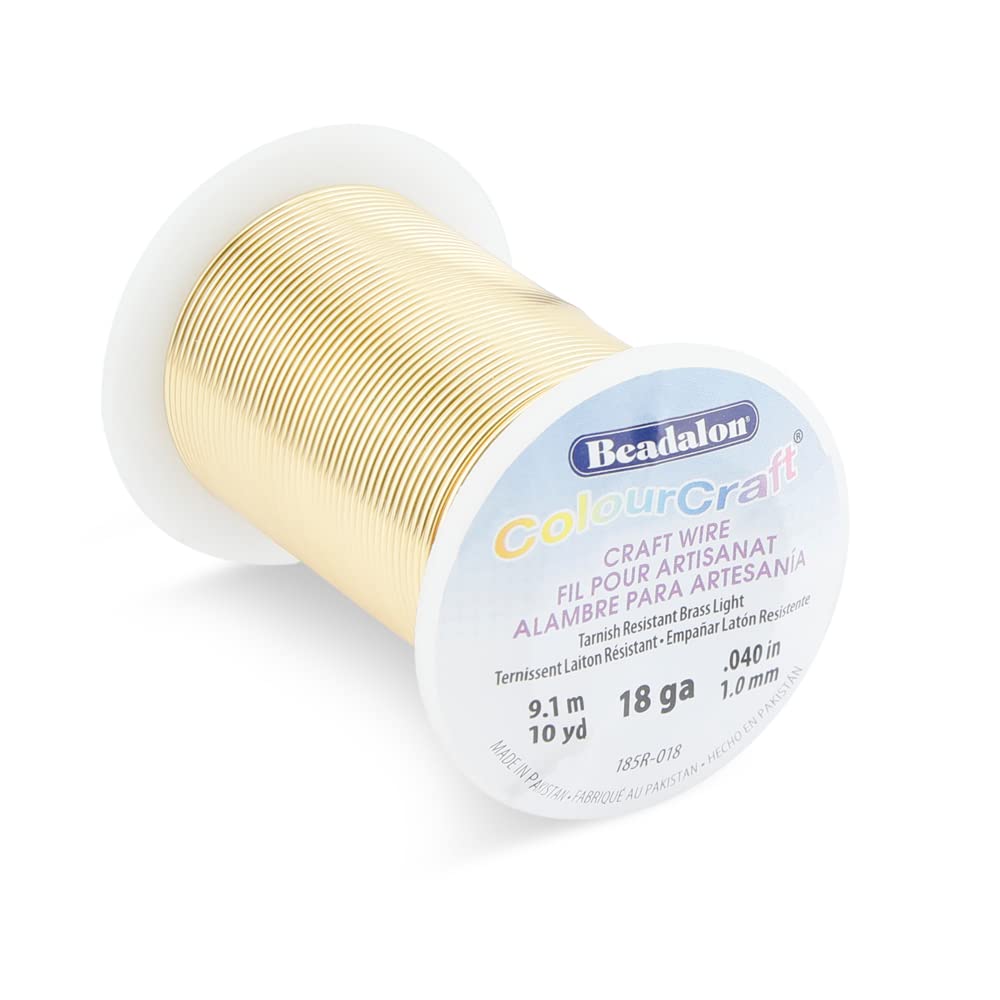 Beadalon ColourCraft Wire, 18 Gauge, Brass Light Color, 10 yd Spool