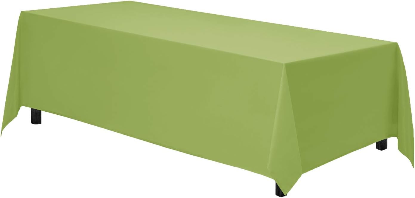 Gee Di Moda Rectangle Tablecloth - 70 x 120 Inch Apple Green - Heavy Duty Washable Polyester - For 6 or 8 Foot Rectangular Table