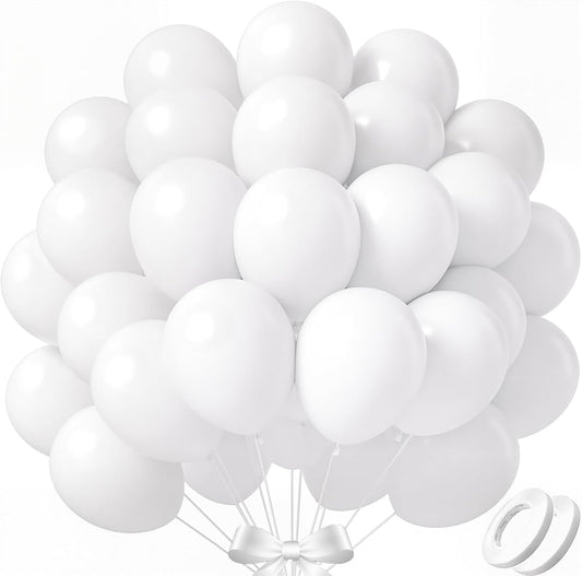 110pcs White Balloons 12 Inch White Latex Balloon Garland Arch Kit for Birthday Baby Shower Wedding Anniversary Graduation Party Decorations
