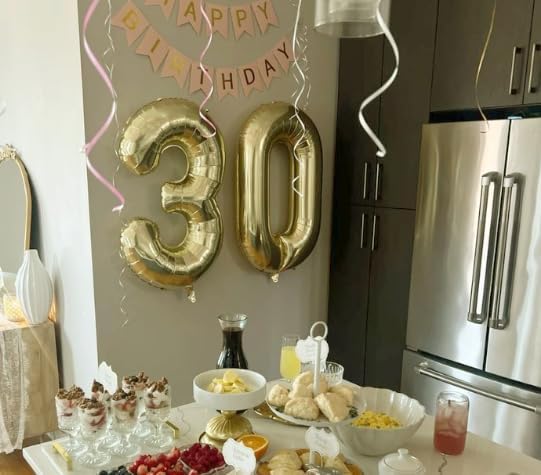 40 Inch Light Gold 3 Large Number Balloon, 3 13 23 30 33 36 Champagne Gold Birthday Party Decorations, Number Three Foil Balloons for Anniversary Party Graduations Celebration Supplies