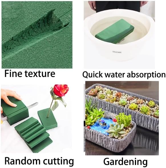 Premium Wet & Dry Floral Foam Blocks – Easy-Cut Flower Foam for Arrangements (6 Pack, High Density, Quick Water Absorption) – Best Floral Foam Blocks & Flower Foam for Fresh & Artificial