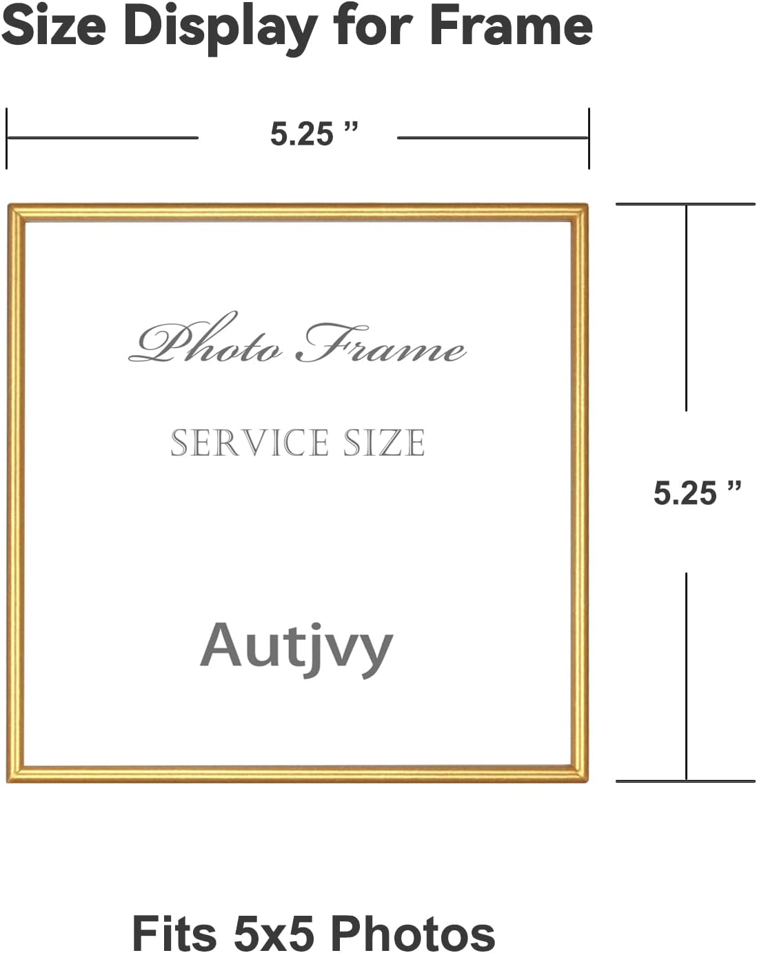 5x5 Picture Frame Set of 2, Matte Gold Modern Simple Thin Aluminum Metal Photo Frames with HD Real Glass, Display for Tabletop and Wall Collage, 2 Pack