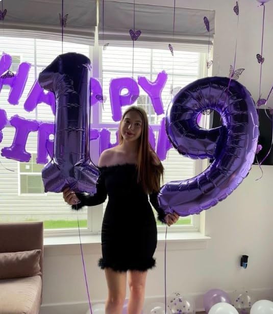 40 Inch Big Purple 9 Balloon Number, Jumbo Giant Happy 9th 19 29 39 49 99 Birthday Party Decorations, Large Nine Mylar Foil Anniversary Birthday Party Engagement Decorations