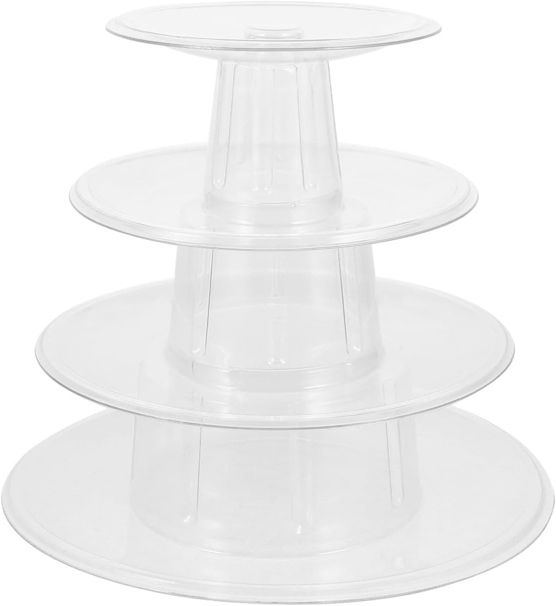 DOITOOL Macaron Tower Stand 4 Tier Transparent Plastic Round Macaron Tower Display Stand for French Macarons Cupcake Cake Holder Platter for Shower, Birthday, Wedding Party Decor