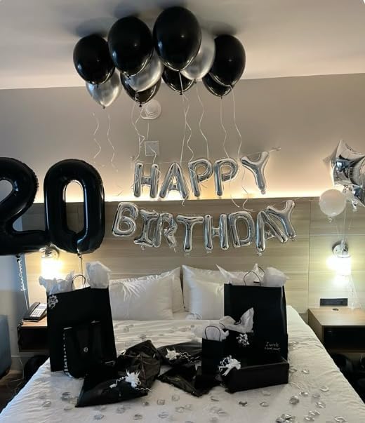 Black 40 Inch 20 Number Balloons, Balloon Decorations for 20 Birthday, Foil Giant 20 Birthday Graduations Anniversary Party