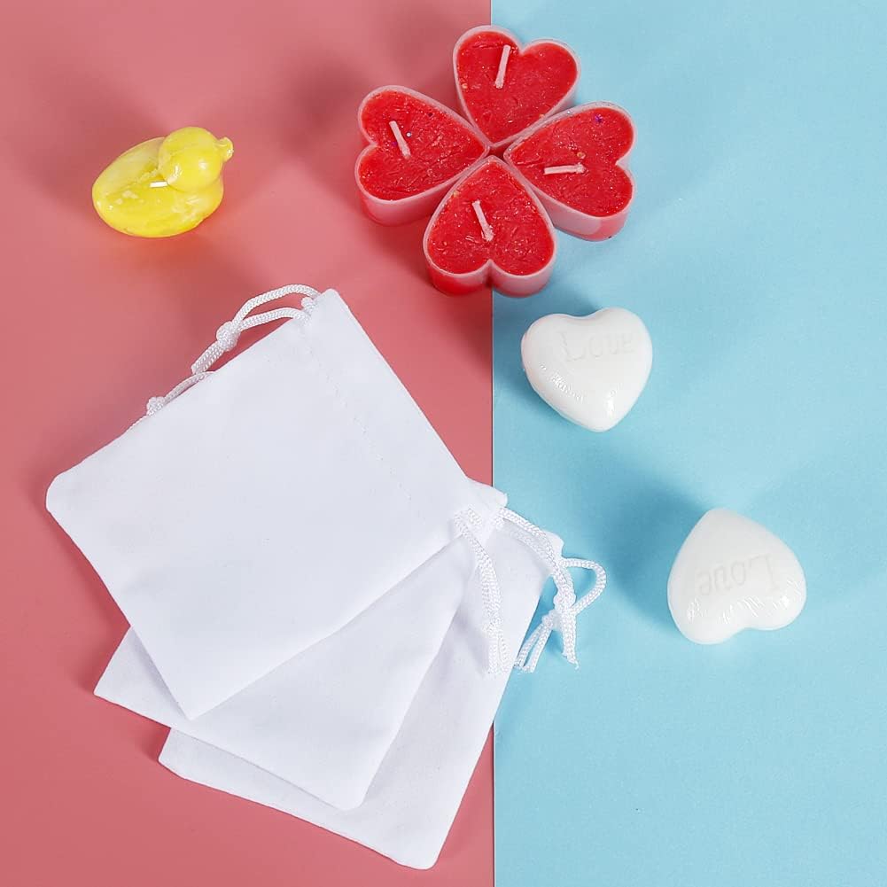 Shintop Velvet Bags, 10pcs 3x4inch Drawstring Gift Bags Jewelry Pouch for Wedding Favor Birthday Party (White)
