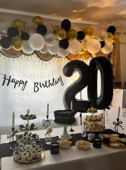 Black 40 Inch 20 Number Balloons, Balloon Decorations for 20 Birthday, Foil Giant 20 Birthday Graduations Anniversary Party