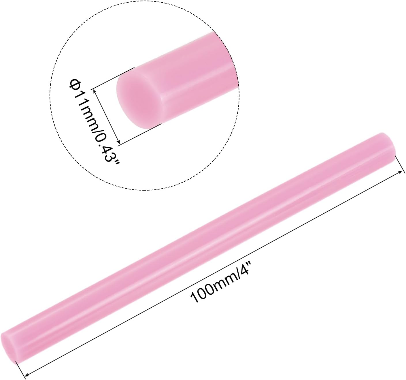 uxcell 20pcs Hot Glue Sticks for Glue Gun 11mm/0.43-inch x 4-inch Mini Hot Melt Adhesive Glue Stick Pink
