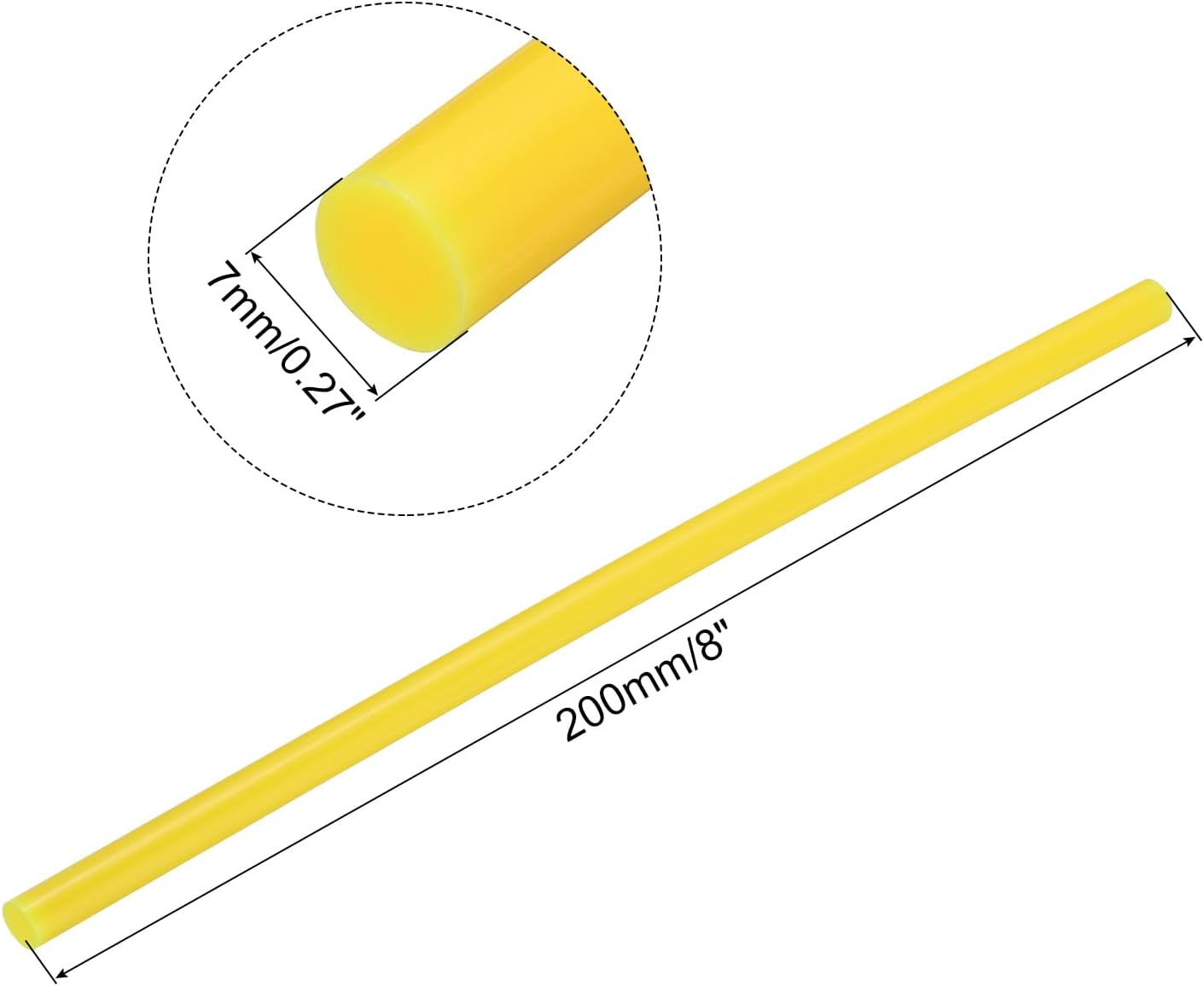 uxcell 20pcs Hot Glue Sticks for Glue Gun 7mm/0.28-inch x 8-inch Mini Hot Melt Adhesive Glue Stick Light Yellow