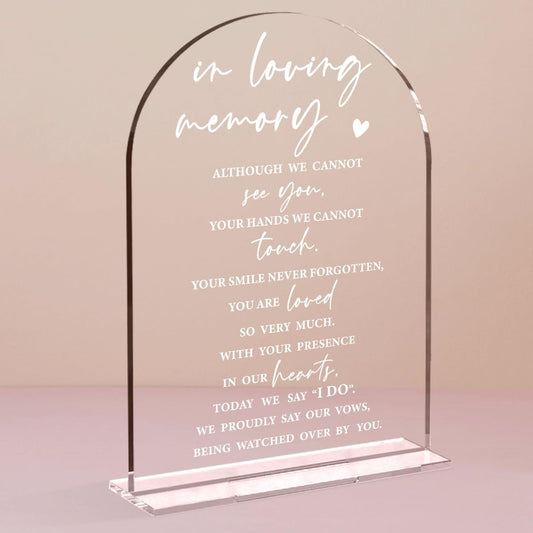Wedding Memorial Sign Rustic Wedding Clear Acrylic Gift Table Sign for Ceremony and Reception, Acrylic Memorial Signs Gifts for Marriage Reception Signs