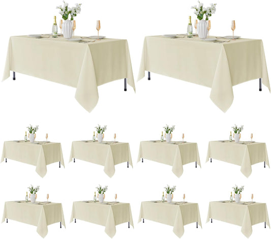 Fitable 10 Pack Rectangle Tablecloths: Stain Resistant Wrinkle Free Fabric Table Clothes, Washable Reusable Polyester Table Covers for Wedding Party Birthday Banquet Reception(Ivory, 70x120 Inch)