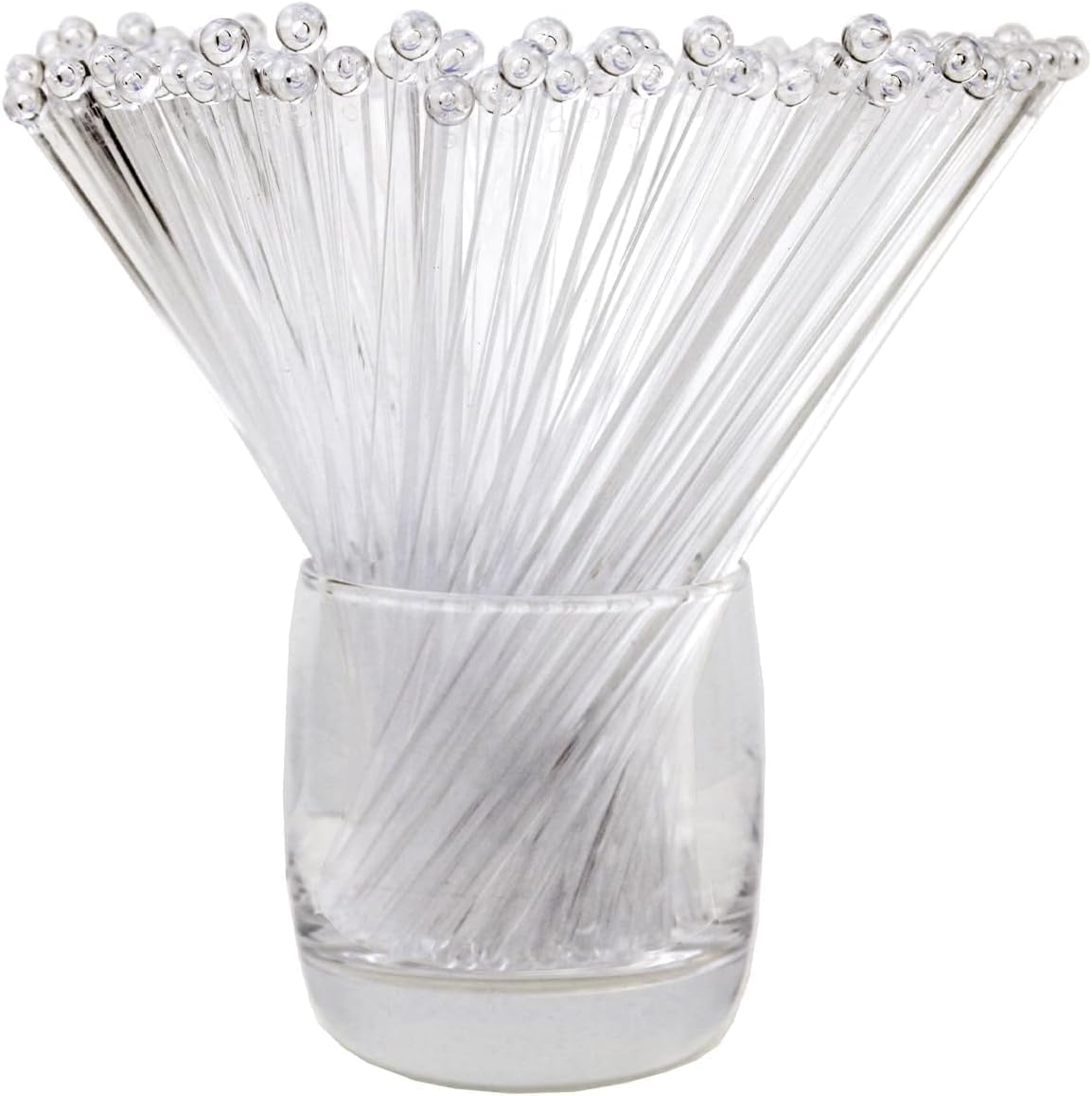 120 Pieces Ball Head Stirrer Disposable Plastic Round Top Crystal Swizzle Sticks, Crystal Cake Pops, Cocktail Coffee Drink Stirrers
