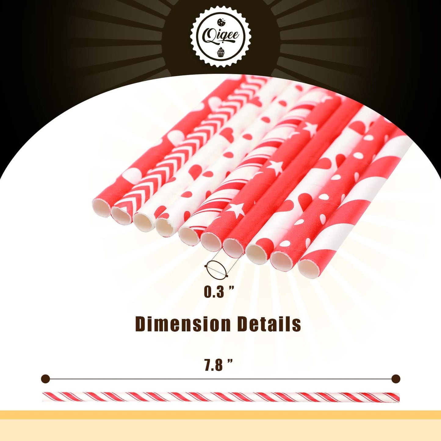 Red Paper Straws for Drinking Red Disposable Straws 150pcs Disposable Straws Bulk（10 Pattern） qiqee