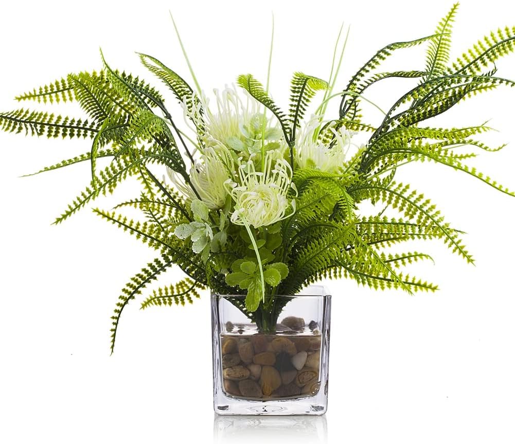 Enova Floral Cube Glass Vase - 6 x 6 Inch Square Vases with Floating Candle Holders, Perfect for Wedding Centerpieces and Home Office Decor - Set of 1