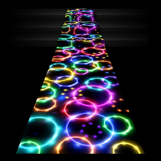 Haull 118 x 39 Inch Neon Light up Dance Floor Glow in The Dark Runner UV Reactive Blacklight Floor Aisle Runner Decor Wall Props for 80s 90s Neon Birthday Party Decorations(Dream Bubble)