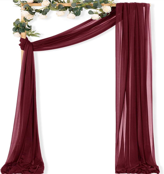 MLMC Burgundy Wedding Arch Draping Fabric 1 Panel 29" x 20 FT Extra Long Gauze Drapes Sheer Backdrop Curtains 6.6 Yards Airy Outdoor Drapery Panels for Wedding Bridal Shower Ceiling Decoration