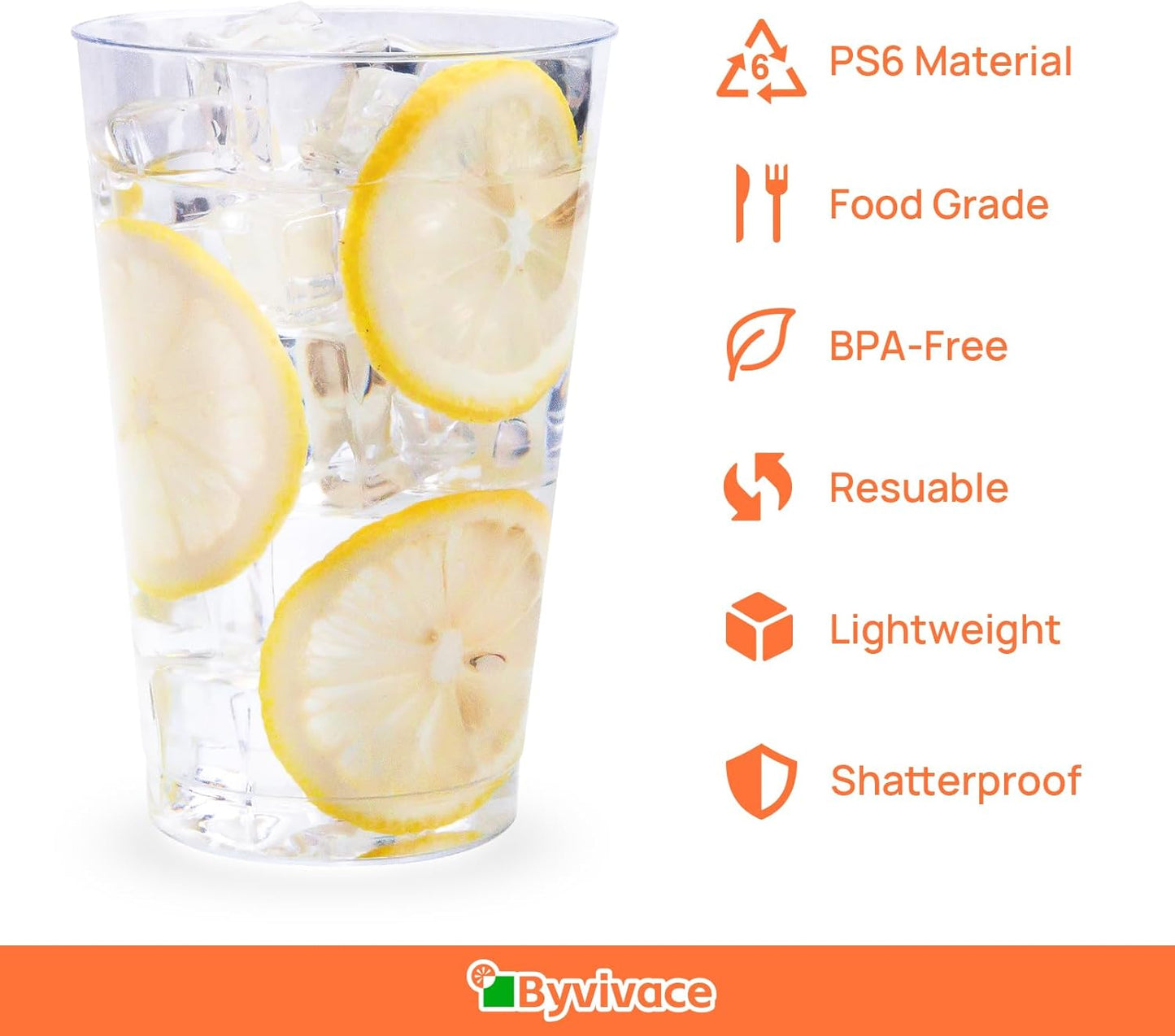 100Counts 12 OZ. Hard Plastic Cups Fancy Disposable Cups for Party, 12 Ounce Clear Elegant Wedding Cups Disposable Wine Glasses for Parties