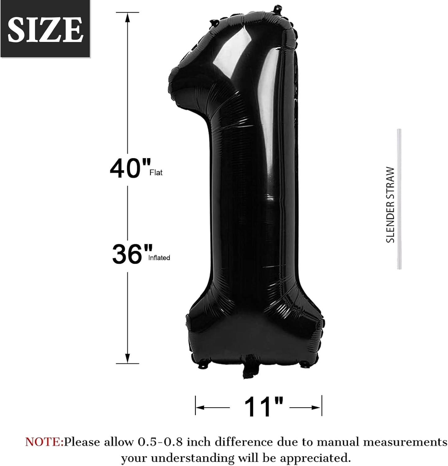 40 Inch Black Number Balloon 0-9(Zero-Nine), Big Size Happy Birthday Balloon, Foil Helium Big Number Balloon for Birthday Celebration Decorations Graduations Anniversary Photo Shoot