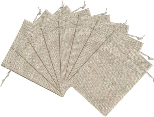 Lucky Monet 25/50/100PCS Burlap Gift Bags Wedding Hessian Jute Bags Linen Jewelry Pouches with Drawstring for Birthday, Party, Wedding Favors, Present, Art and DIY Craft (100Pcs, Cream, 4” x 6”)