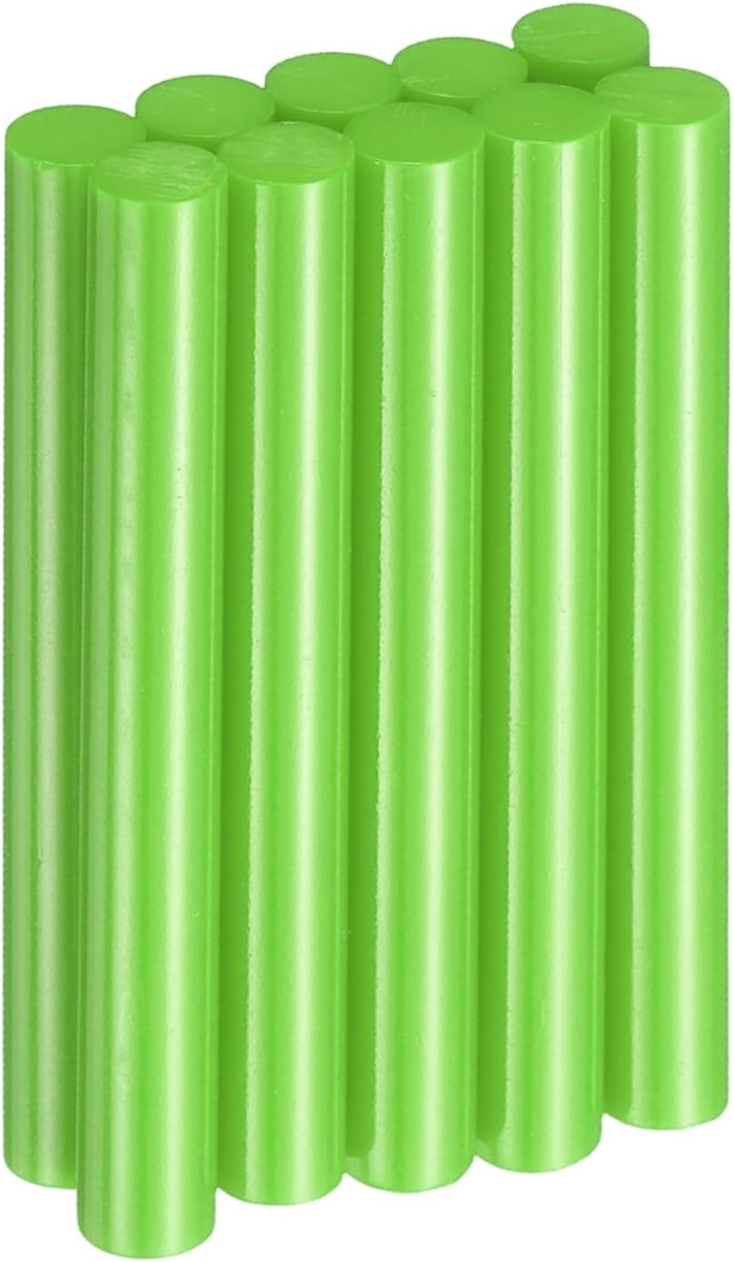 HARFINGTON 10pcs Hot Glue Sticks 0.43" Dia x 3.94" Long EVA Mini Hot Melt Adhesive Glue Stick for Hot Melt Gun Wood Plastic Glass Flowers Fabrics Foam, Light Green