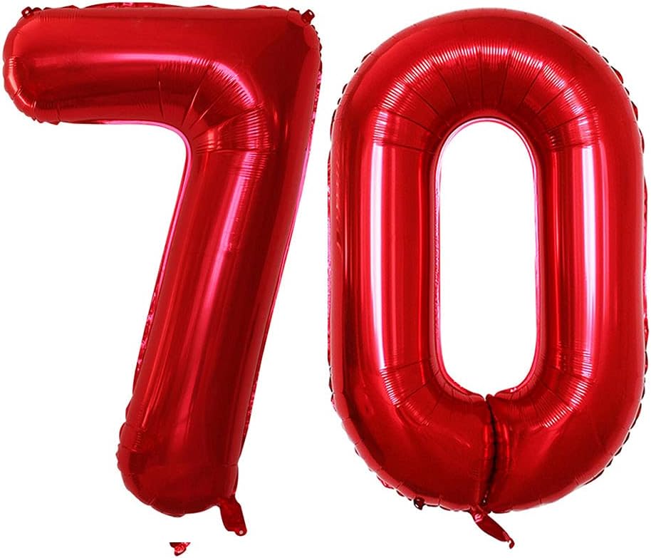 GOER Number 70 Balloons for 70th Birthday Party Decorations,42 Inch Jumbo Foil Helium Balloons for 70th Anniversary (Red)