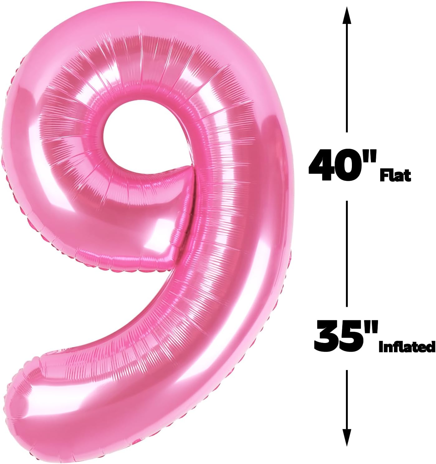 40 Inch Big Pink 9 Balloon Number, Jumbo Giant Happy 9th 19 29 39 49 99 Birthday Party Decorations, Large Nine Mylar Foil Anniversary Birthday Party Engagement Decorations