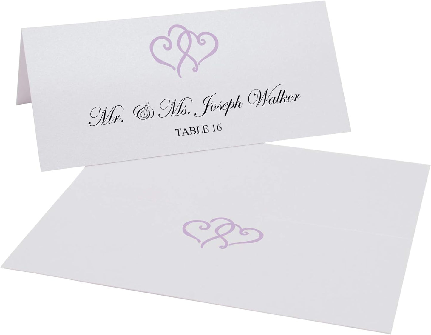 Linked Hearts Place Cards, Lavender (Choose Color), Set of 60, Pre-cut and Scored - Wedding, Party, Dinner, and Special Events - Made in the USA
