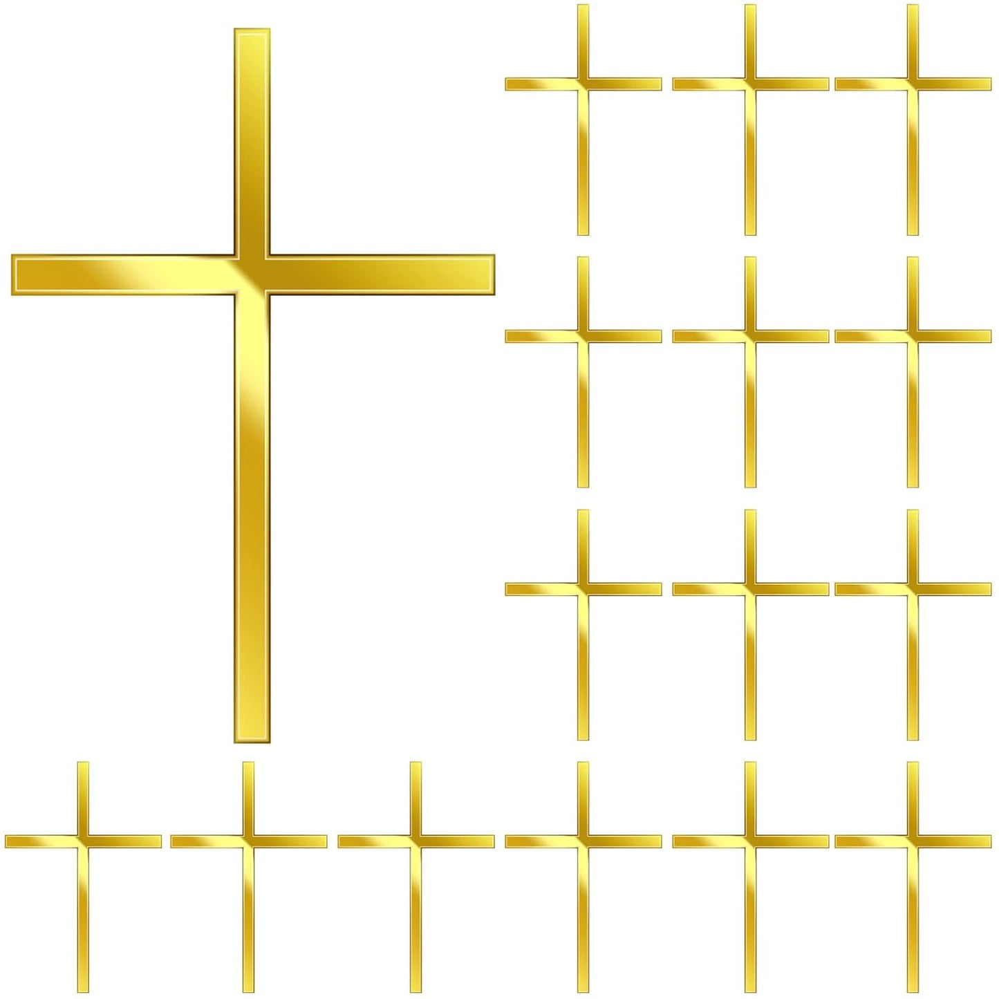 Blulu 16 Pieces Baptism Cake Toppers Crossing Cupcake Toppers Gold Mirror Acrylic Cake Picks Baptism Decor Christian Decorations(Elegant Style)