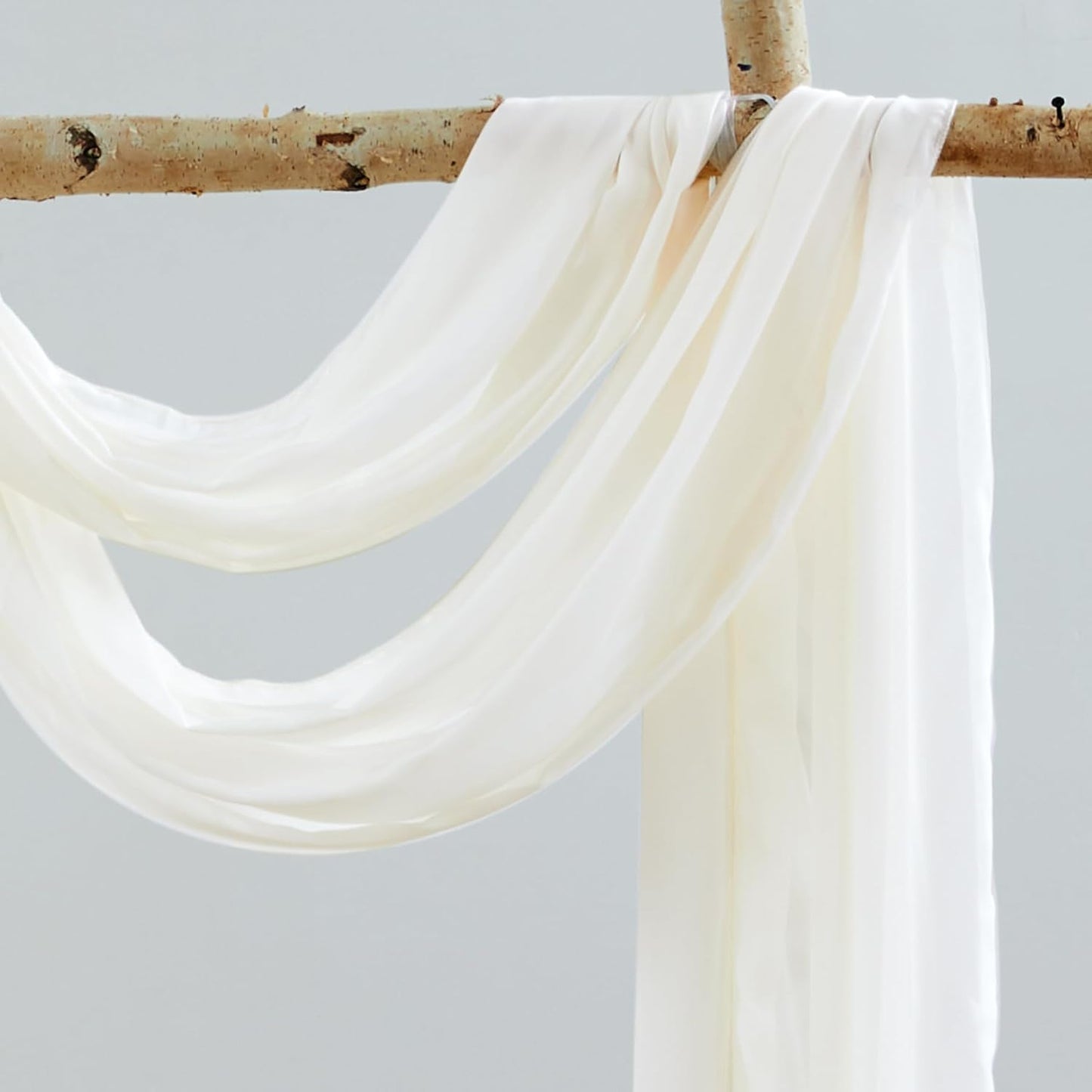 Wedding Arch Draping Fabric,2 Panels 18FT Beige Arch Drapes Chiffon Fabric Drapery Decorations for Ceremony Reception Party Ceiling Backdrop