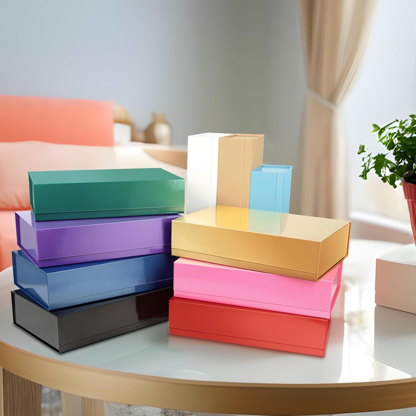 PACKHOME 6 Extra Large Gift Boxes 17.5x11.3x4.3 Inches, Sturdy Shirt Boxes with Magnetic Lids for Clothes and Large Gifts (Glossy Pink)