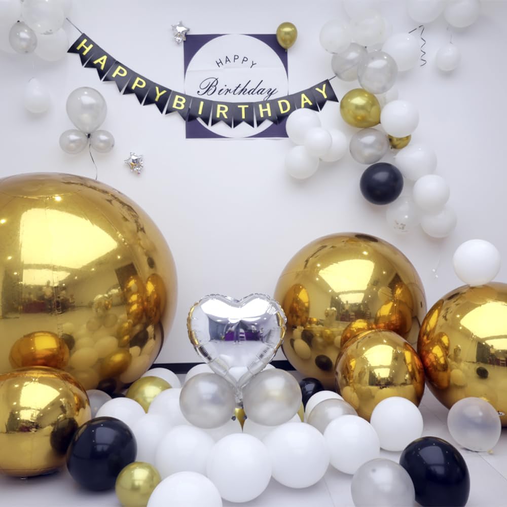 Inflatable Mirror Ball Set - Airtight PVC Spheres for Parties, Weddings, and Events. Perfect for Decoration, Hanging, and Displays. Includes Electric Pump (Gold, 24in-2pk_32in_39in_47in_71in)