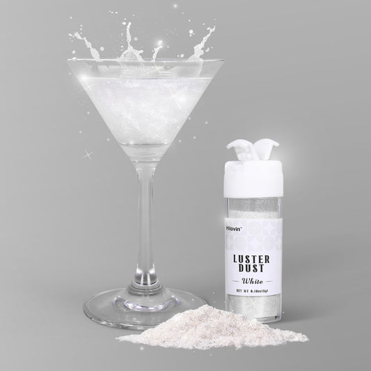 White Edible Glitter for Cake Decorating, 5g White Luster Dust Edible for Drinks, Glitter for Cocktails, Drinks, Macaron, Cookies, Cupcakes, Chocolate, and Strawberries(0.18oz, white)