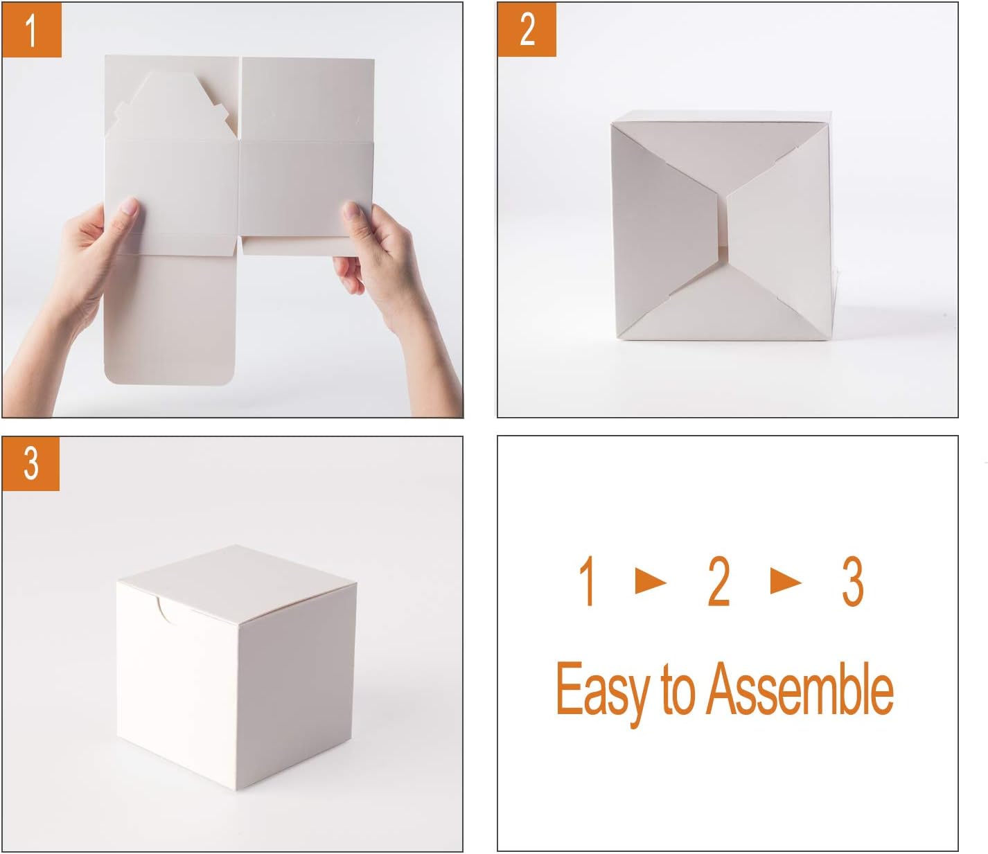 GEFTOL Gift Box 10 Pack 8 x 8 x 4 inches Fold Box Paper Gift Box Bridesmaids Proposal Box for Bridal Birthday Party Christmas (White)