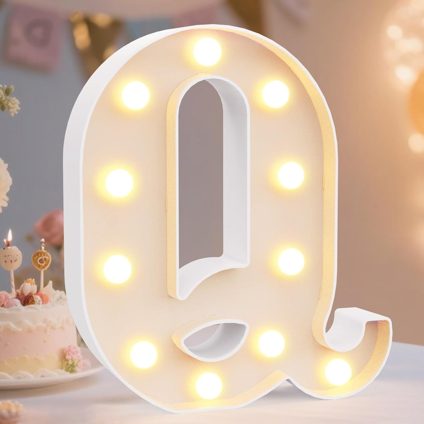 Pooqla LED Marquee Letter Lights Sign, Light Up Alphabet Letter for Home Party Wedding Decoration Q