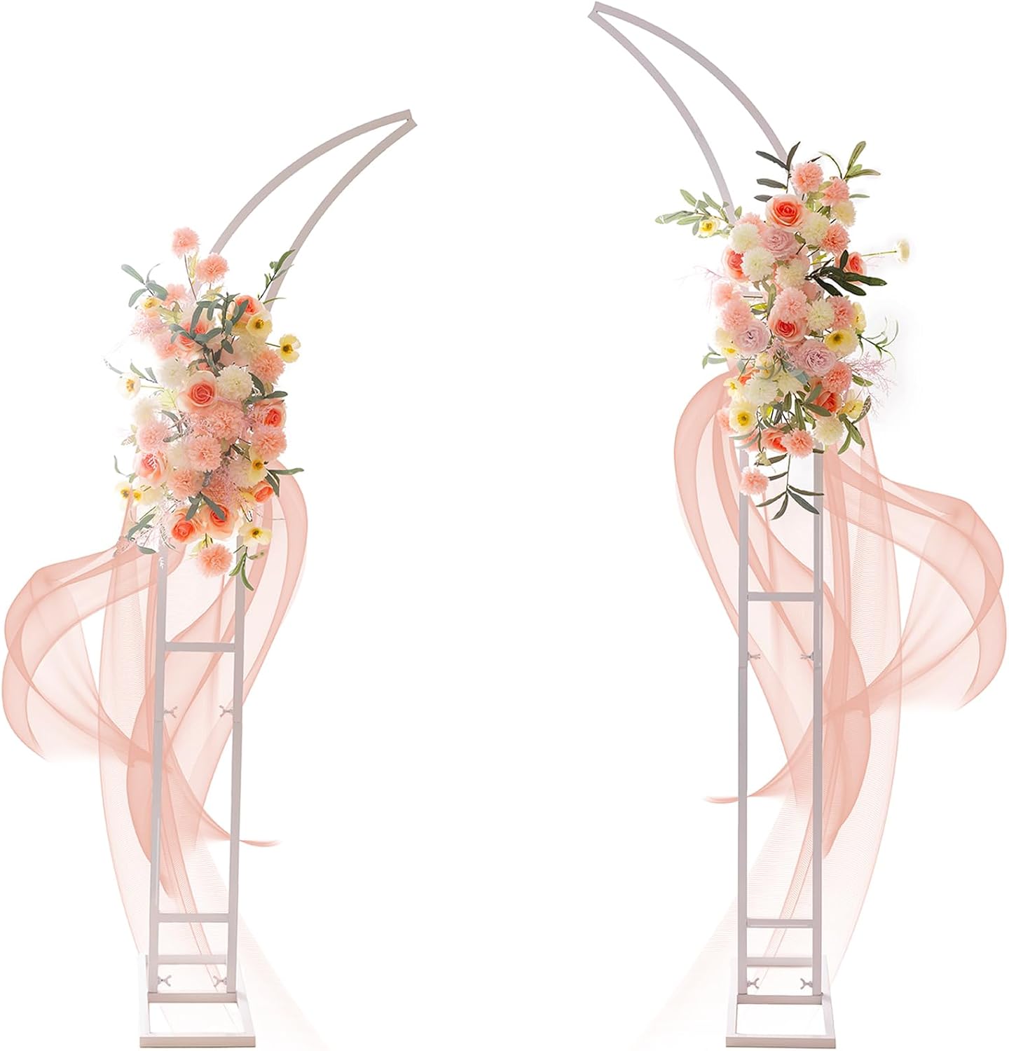 2pcs Large Wedding Arch with Base Flower Stand Arch Bracket Stand Backdrop Stand for Wedding Party Elegant Decorations & Garden Climbing Plants Vines,8.2&6.9 FT-White