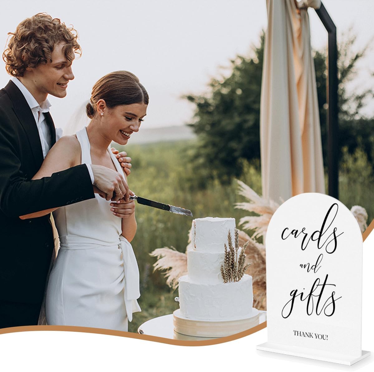 Cards and Gifts Sign, Wedding Engagement Bridal Shower Baby Shower Party Decor for Reception Reception, Weddings White Acrylic Sign