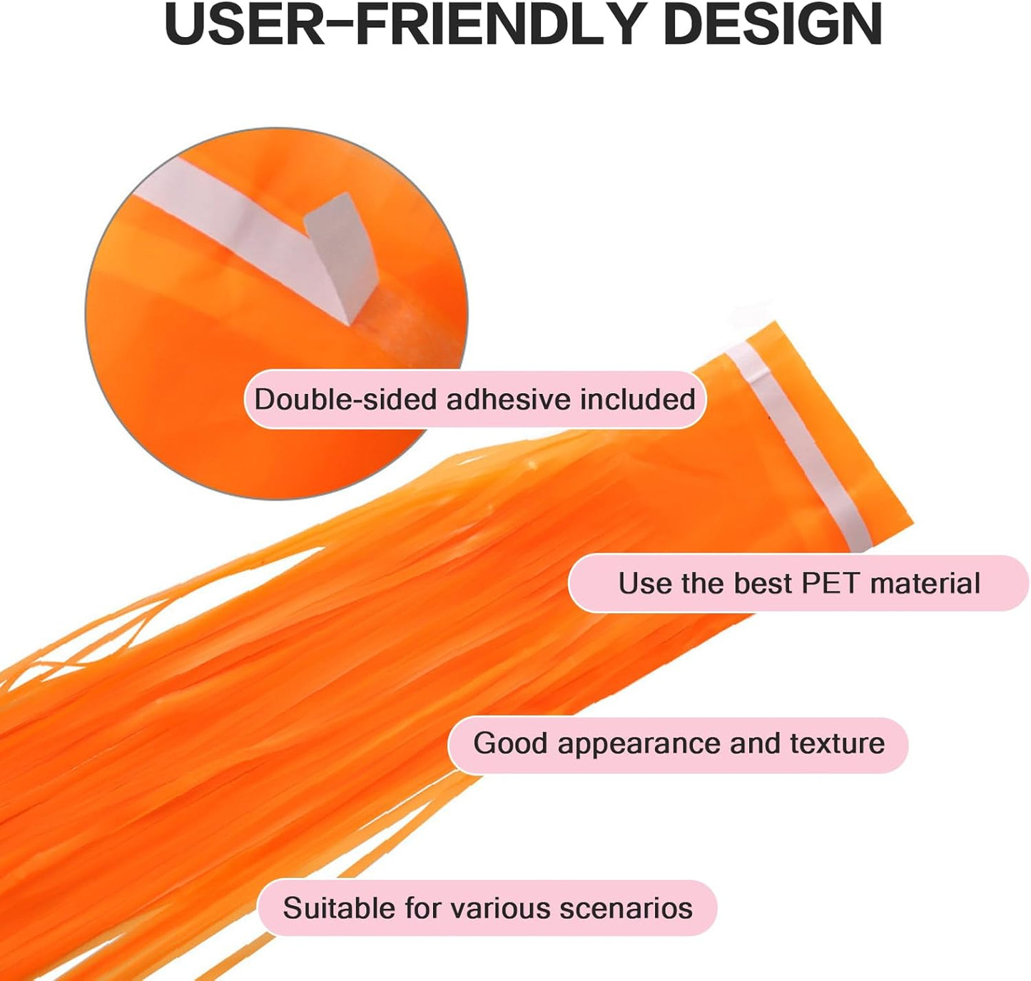 CANREVEL 2 Pack 3.3x6.6 Feet Orange Foil Fringe Backdrop Curtains, Tinsel Streamers for Basketball Theme Birthday Party, Graduation, Halloween, Fall Party Decorations