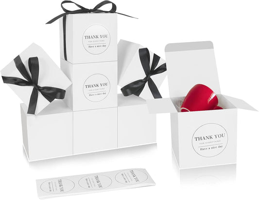 COTOPHER Small Gift Boxes 60 Pack 4x4x4 inches White Gift Boxes with Lids for Gifts, Crafting, Wedding Party Favor, Cupcake Boxes, Candy, Bridesmaids Proposal Box with Ribbons and Stickers (White, 60)