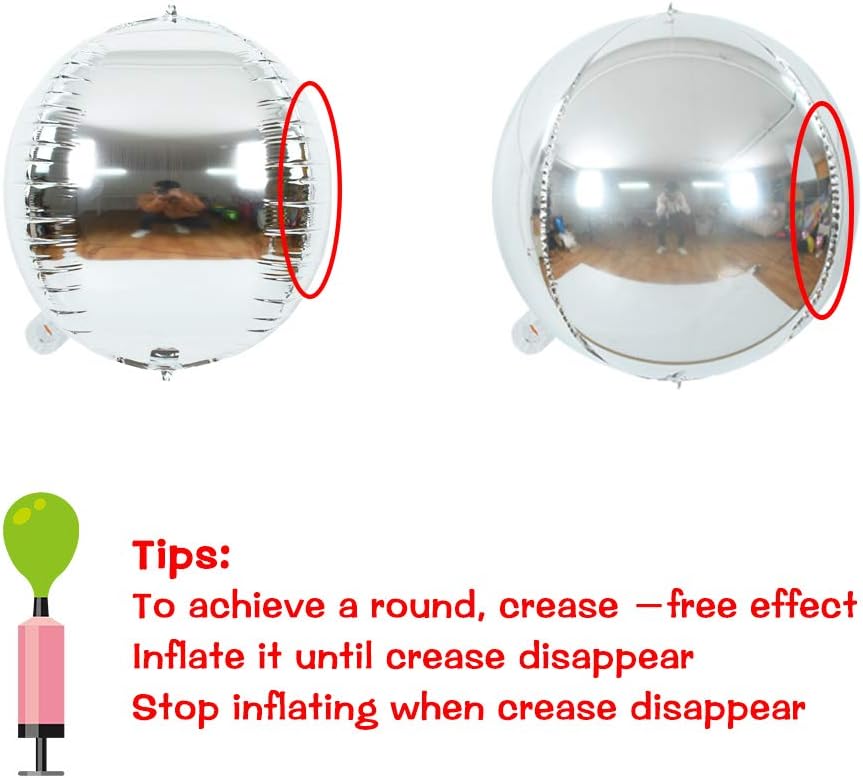 10 pcs Silver 4D balloon, 10 inch Foil Mylar Sphere Balloon for Birthday Party,Wedding,Valentine's Day, Christmas,Baby Shower Decoration Supplies