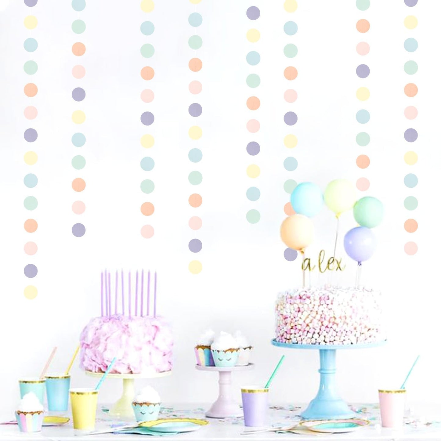 Pastel Rainbow Birthday Party-Decorations Streamers - 52FT Yellow Blue Mint Pink Purple Hanging Paper Garland Banner,Birthday Baby Bridal Shower Bachelorette Engagement Supplies Backdrop Decor Hugtmr