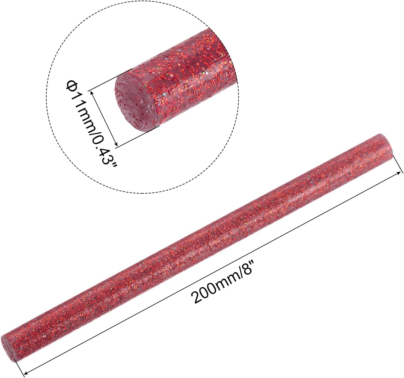 uxcell 20pcs Hot Glue Sticks for Glue Gun 11mm/0.43-inch x 8-inch Mini Hot Melt Adhesive Glue Stick Glitter Red