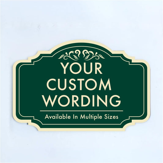 Custom Decorative Outdoor Metal Sign - Personalized Aluminum Driveway Sign, Waterproof, Made in USA - Design 2 Forest Green 12x8 In