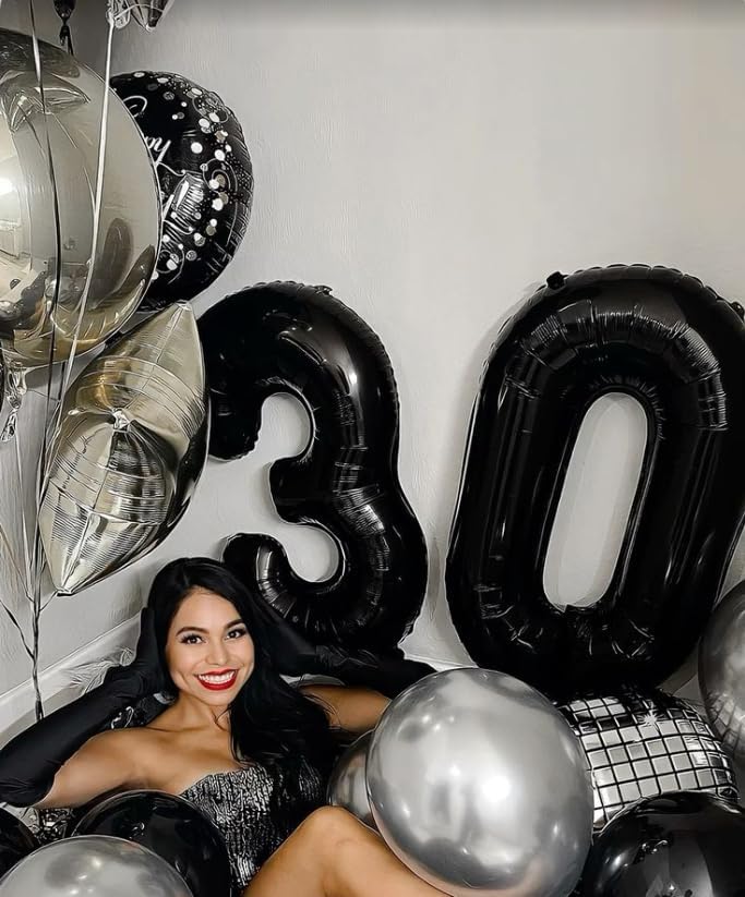 Black 40 Inch 0 Number Balloons, Balloon Decorations for 10 20 30 40 50 60 70 80 90 100 Birthday, Foil Giant Birthday Graduations Anniversary Party