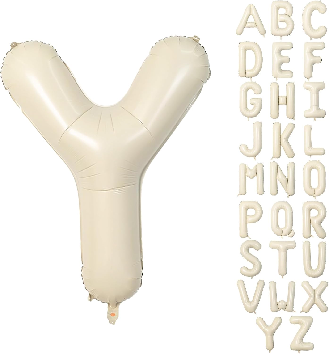 40 Inch Letter Balloons Y, Big Custom A-Z Alphabet Foil Name Balloon Cream White, Self Inflating Beige Customize Helium Balloon Letters Y for Women Girls Birthday New Year Baby Shower Party Decoration