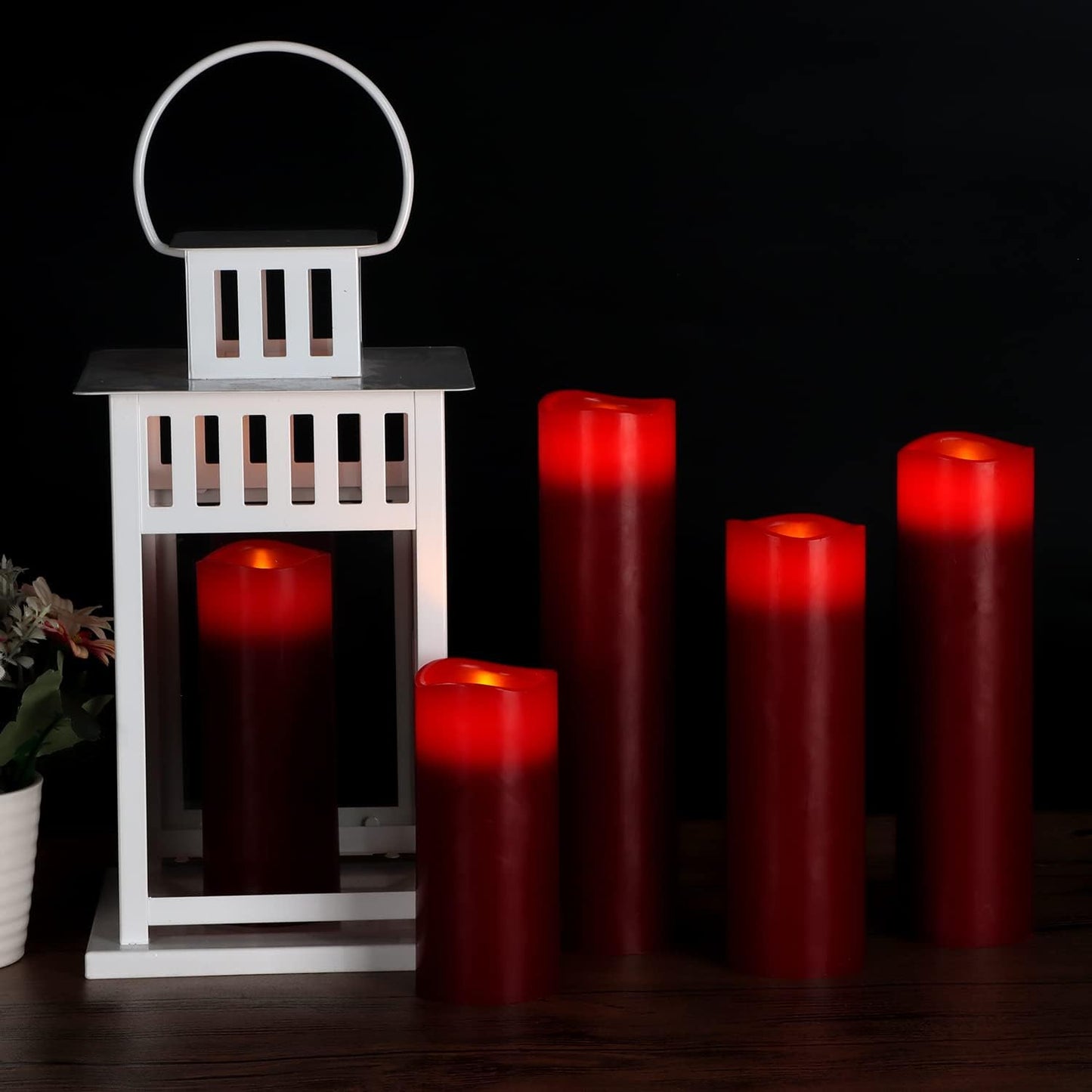 Vinkor Flameless Candles (Burgundy Set of 9)