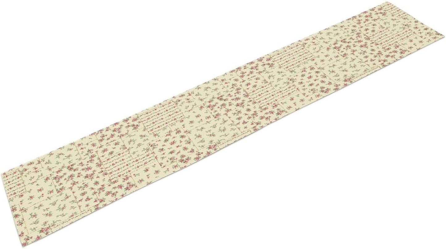 Floral Table Runner, Watercolor Rose Flower Kitchen Table Decoration Vintage Spring Home Tablecloth for Birthday Party Picnic Decoration 13x36 Inch 1PCS