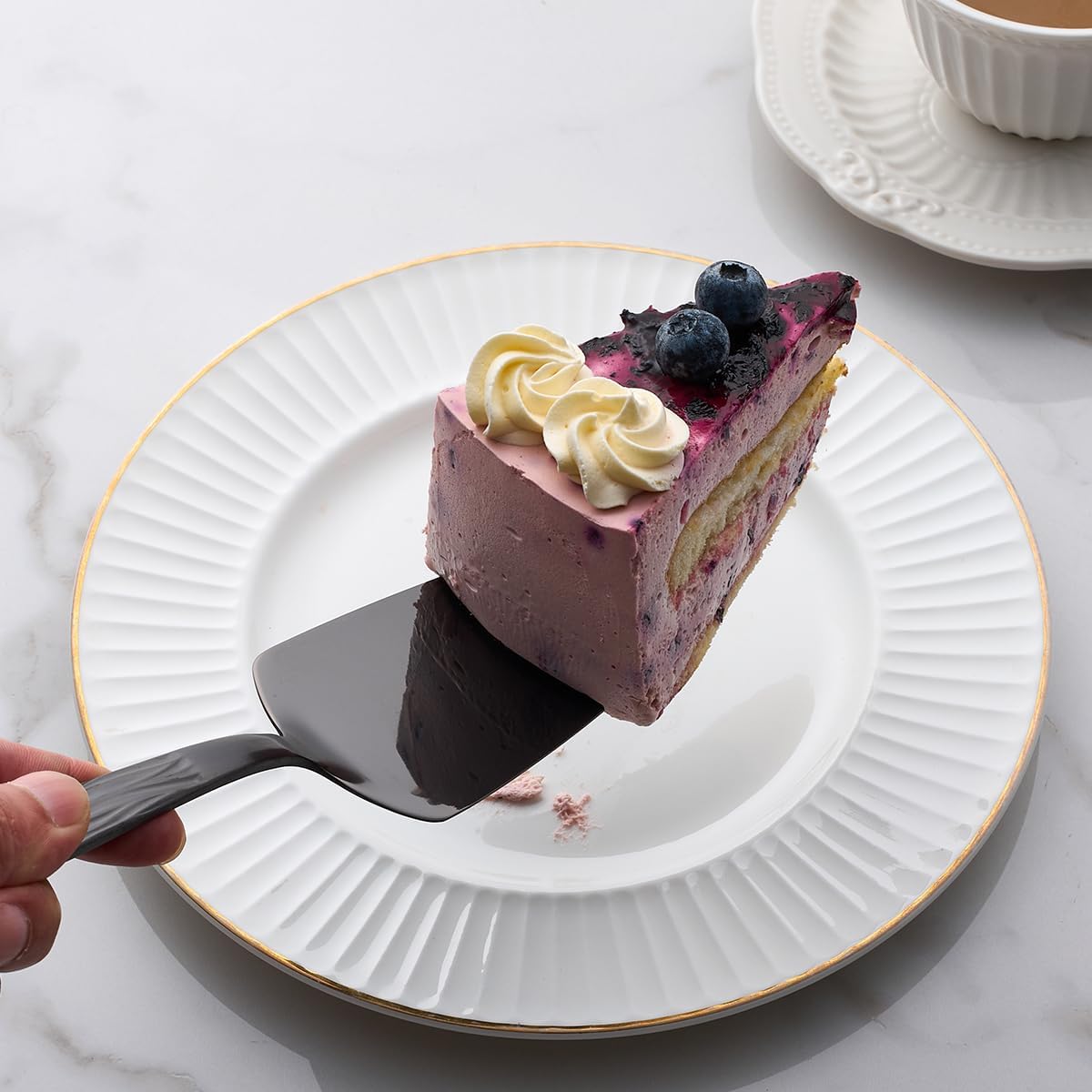 Black Cake Cutter Set, Stainless Steel Cake Cutting Utensils Include 13-inch Cake Knife and 9.3-inch Cake Server suitable for Weddings, Birthdays, and Anniversaries