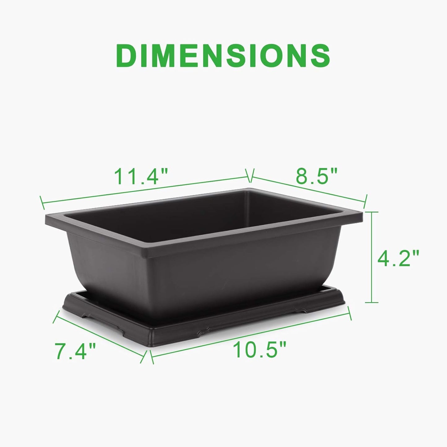 GROWNEER Bonsai Pots 3 Packs 11 Inch Bonsai Tree Training Pot with Humidity Drainage Trays & Repotting Mat Rectangle Planter Plants Starter Kit Growing for Garden Yard Office Indoor Outdoor