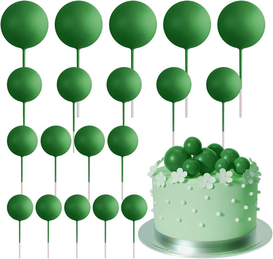 ASTARON 20 Pcs Ball Cake Topper Decorations Mini Balloons Cake Topper Sticks Dark Green Balls Cake Picks Cake Topper Balls Cake Decorations for Christmas Wedding Birthday Cake Decorations