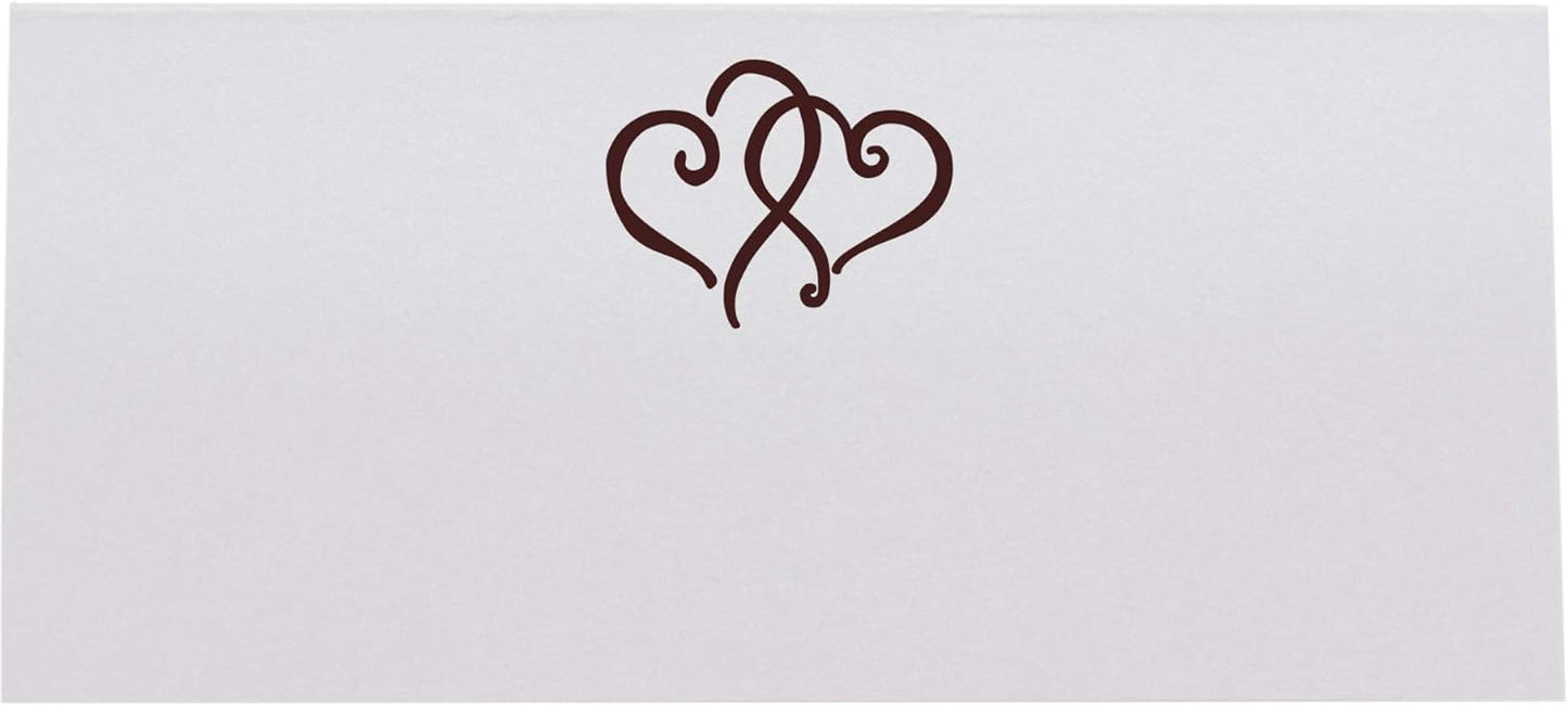 Linked Hearts Printable Place Cards, Chocolate (Choose Color), Set of 60 (10 Sheets), Laser & Inkjet Printers - Wedding, Party, Dinner, and Special Events - Made in the USA